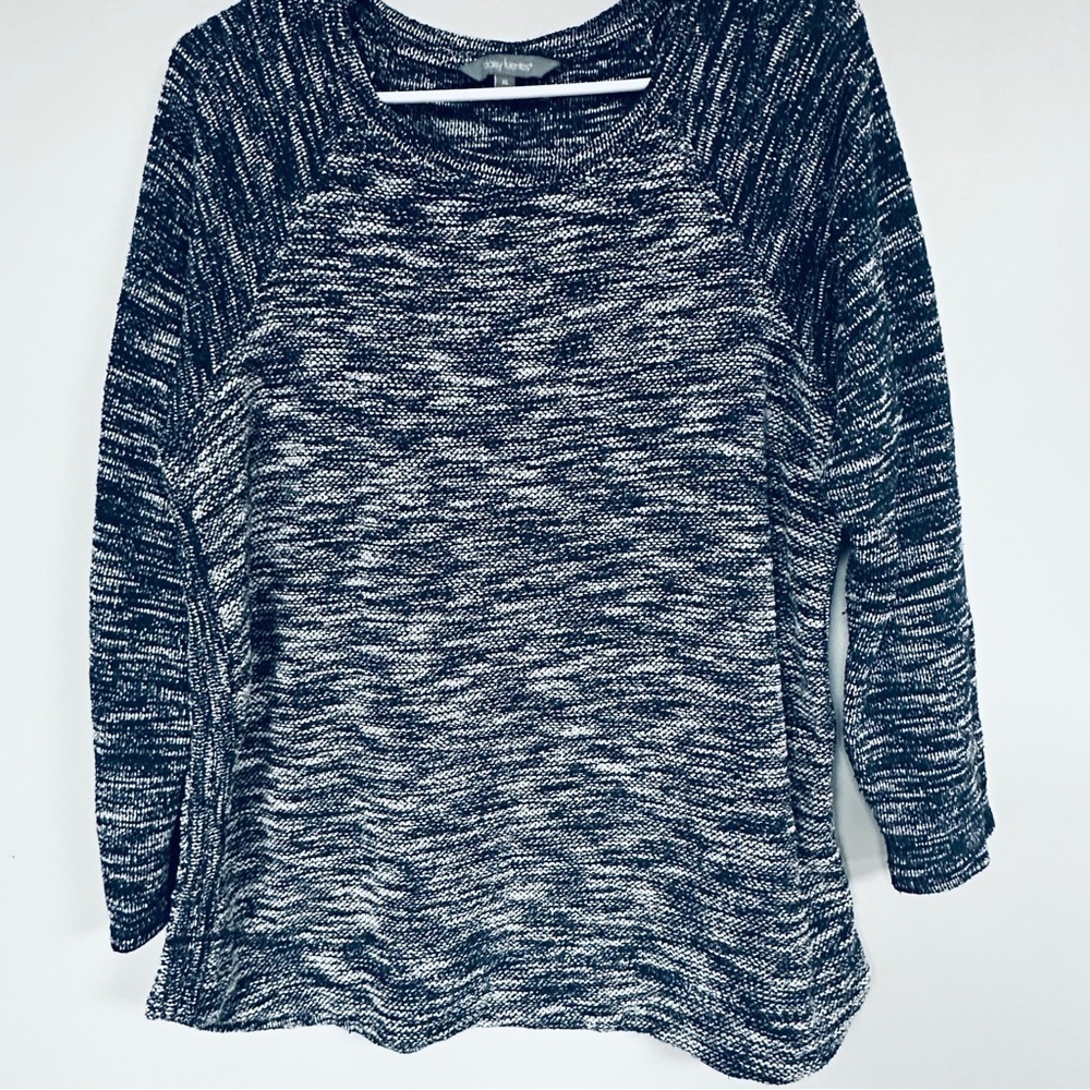Daisy Fuentes Sweater Cotton Blend Long Sleeve Navy Blue and White Size XL